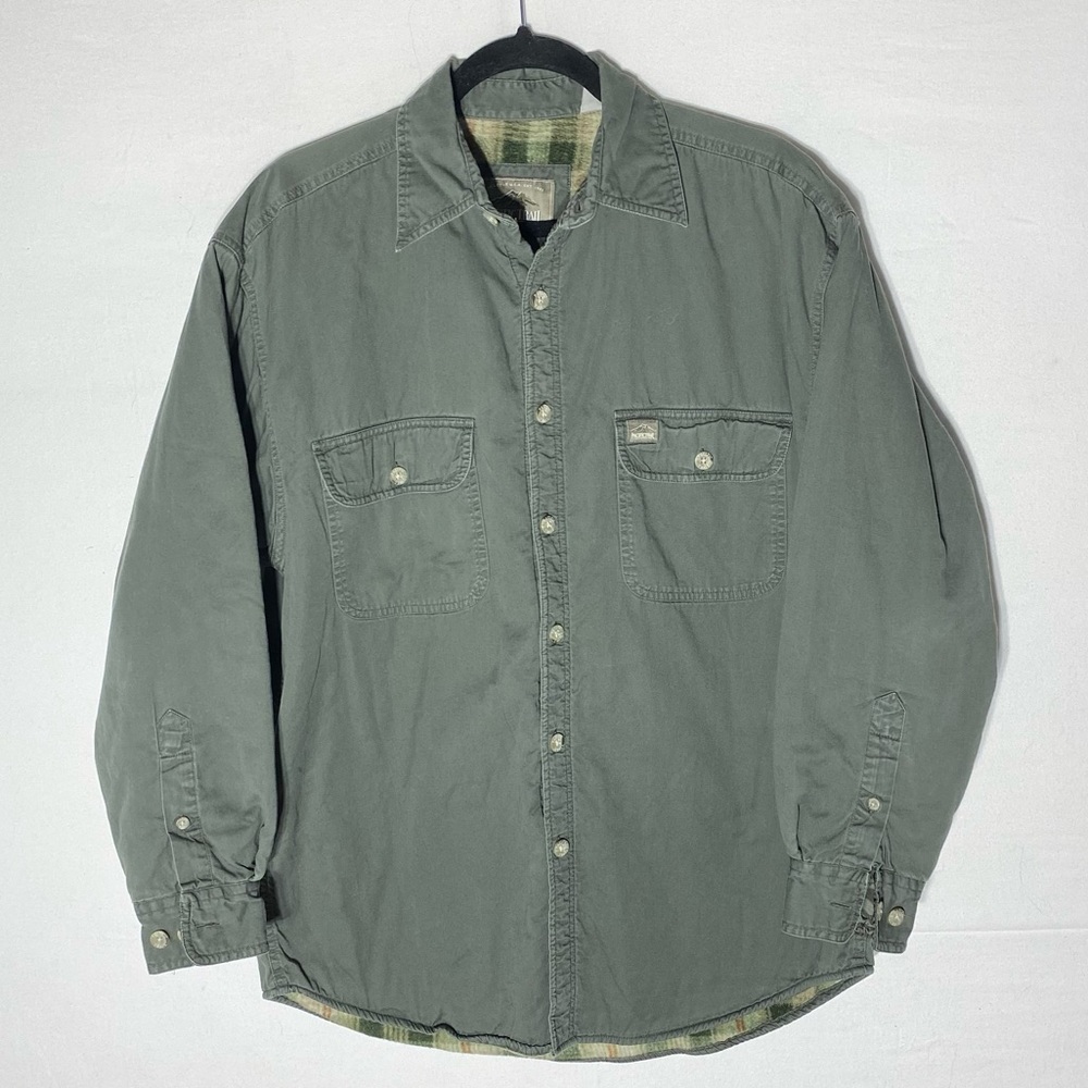 Vintage 90s Pacific Trail Green Fleece Lined Button Up Shirt Jacket Shacket M